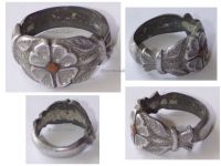 France Trench Art WW1 Soldier's Ring Four Leaf Clover in Aluminum