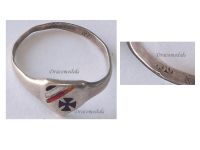 Germany WW1 Patriotic Ring with the Iron Cross EK1 and the German Imperial Flag Colors in Silver 800 