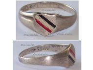 Germany WW1 Patriotic Ring with the German Imperial Flag Colors in Silver 800