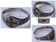 Germany WW1 Patriotic Ring with the Iron Cross EK1 1914 1916 in Silver 800