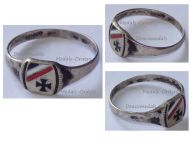 Germany WW1 Patriotic Ring with the Iron Cross EK1 and the German Imperial Flag Colors in Silver