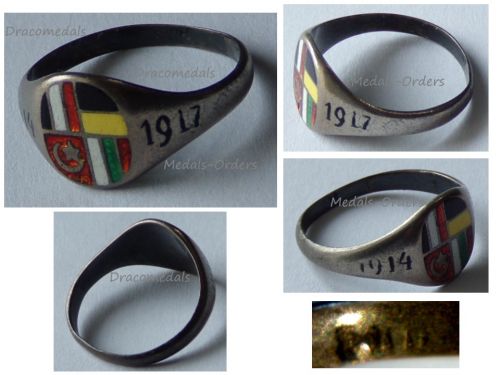 Germany WW1 Patriotic Ring with the National Flag Colors of the Central Powers 1914 1917 in Silver 800