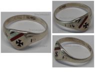 Germany WW1 Patriotic Ring with the Iron Cross EK1 and the German Imperial Flag Colors 1914 1916 in Silver 800