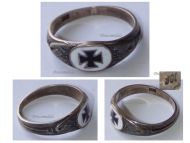 Germany WW1 Patriotic Ring with the Iron Cross EK1 1914 with Oak Leaves in Silver