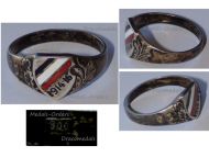 Germany WW1 Patriotic Ring with the German Imperial Flag Colors and Oak Leaves 1914 1916 in Silver 800