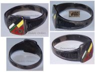 Germany WW1 Patriotic Ring with the Iron Cross EK1 and the National Flag Colors of the Central Powers Inscribed World War in Silver 800